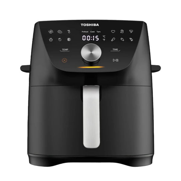 Toshiba Air Fryer AF-74CP1VREG(H), Menu-Iq Progra, 12 Preset Menus, Rapid Air Circulation, Memory Function, Digital Indicator Light, Non-Stick Basket & Crisper Plate, 7.4L Digital, Black