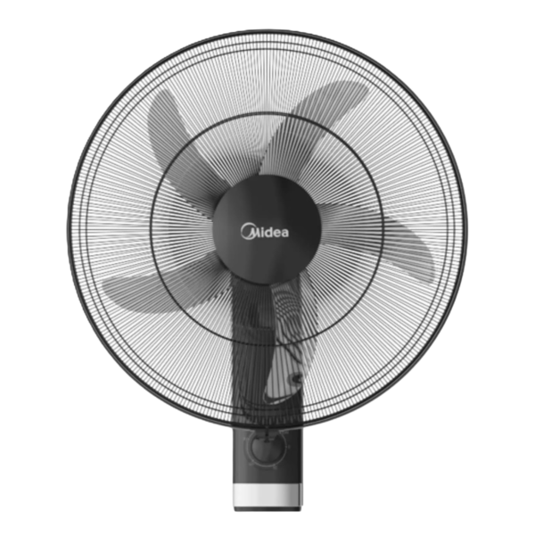 Midea Wall Fan18Inch FW45-25M-BK, Copper Motor, 75W, Reach to 1300 RPM, 5 Blades Durable ABS impact Resist, Whisper Quiet 6% Quieter, Tech Wind Air Boost Black