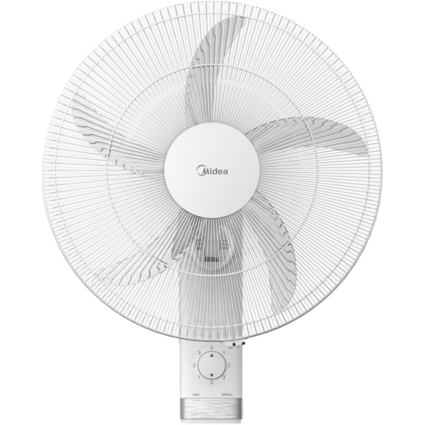 Midea Wall Fan18Inch FW45-25M-W, Copper Motor, 75W, Reach to 1300 RPM, 5 Blades Durable ABS impact Resist, Whisper Quiet 6% Quieter, Tech Wind Air Boost White