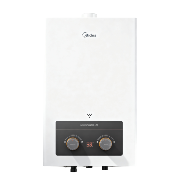Midea Gas Water Heater Natural Gas, JSZ12-6DHSN, Copper Heat Exchanger, Dry Heat Protection,Low Battery Indicator,6 Liter- White
