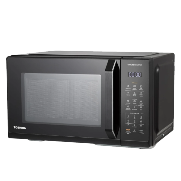 Toshiba Microwave MW3-EM25PEI(BK), Digital, 1000W, Origin Inverter, ChefGrill, EasyMax Clean Cavity, Compact size large Capacity 25L, Black Mirror Door