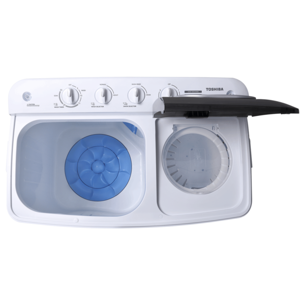 Second image of Toshiba washing Machine Twin Tub VH-Q150MEG, Wheels, Super-big drum, Anti-Rust body, Filter, Air Dry, 14K, White