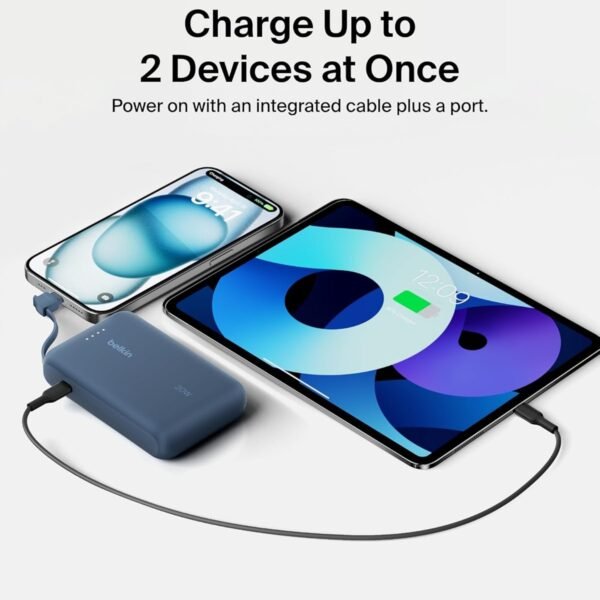 Second image of Belkin'BOOSTCHARGE POWER BANK 10K WITH INTEGRATED CABLE - Blue